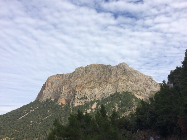 Limestone peaks of the Serra de Tramuntana near the top of the climb