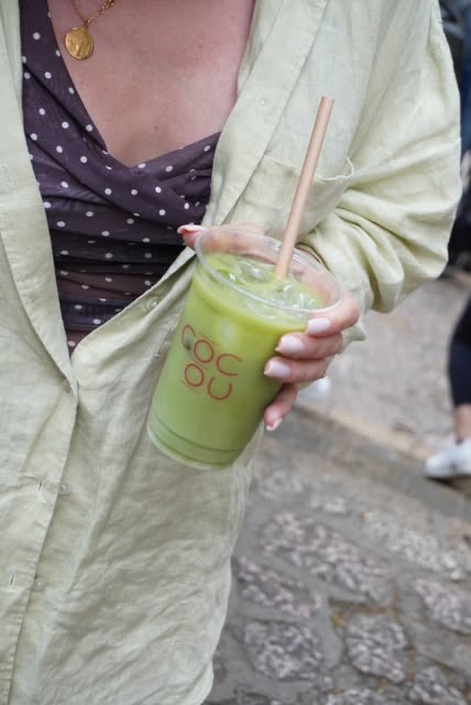 An iced matcha in a Cocou cup