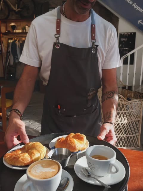 Coffees and croissants served at Sa Mola 13